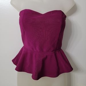 Lovely Day Strapless Peplum Top with Bow Detail!